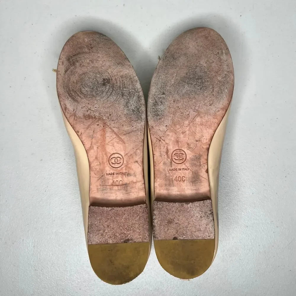 CHANEL Patent Cap Toe Ballet Flats Size 40C